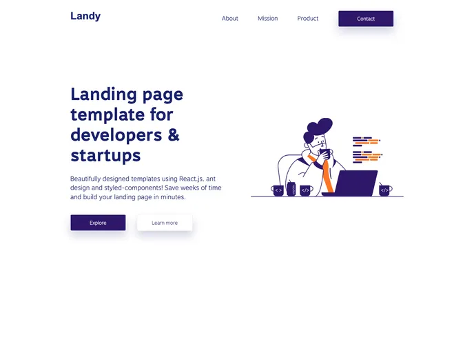 Landy React Template screenshot