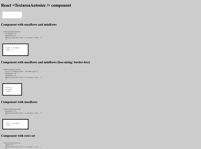 React Textarea Autosize screenshot