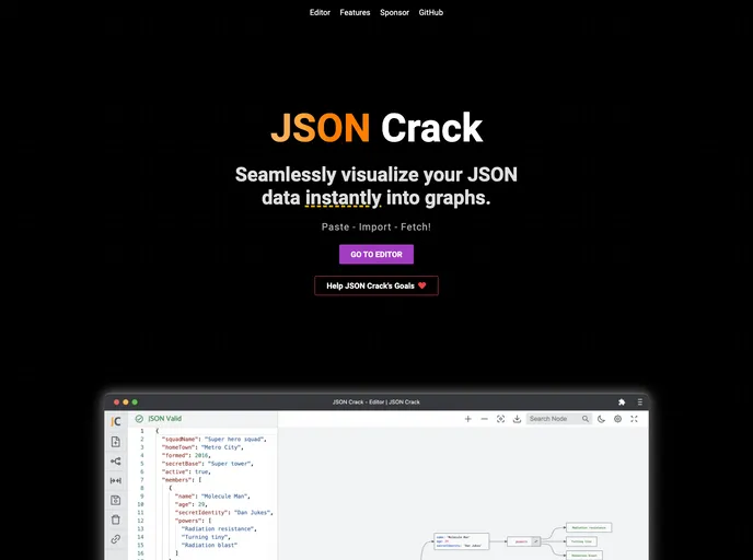 Jsoncrack.com screenshot