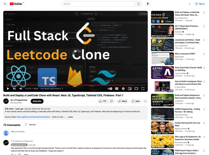 Leetcode Clone Youtube screenshot