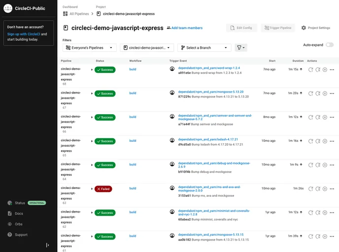 Circleci Demo Javascript Express screenshot