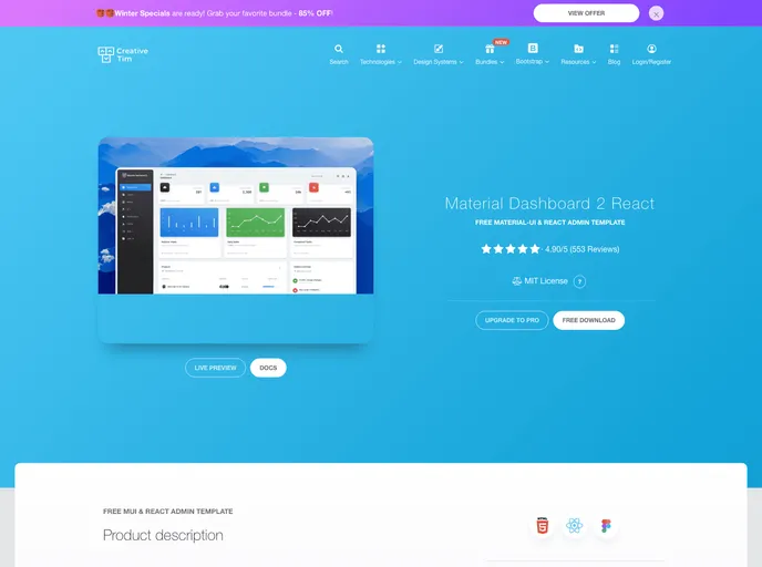 Material Dashboard React screenshot