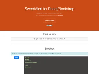 React Bootstrap Sweetalert screenshot