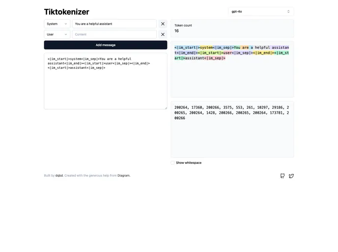 Tiktokenizer screenshot