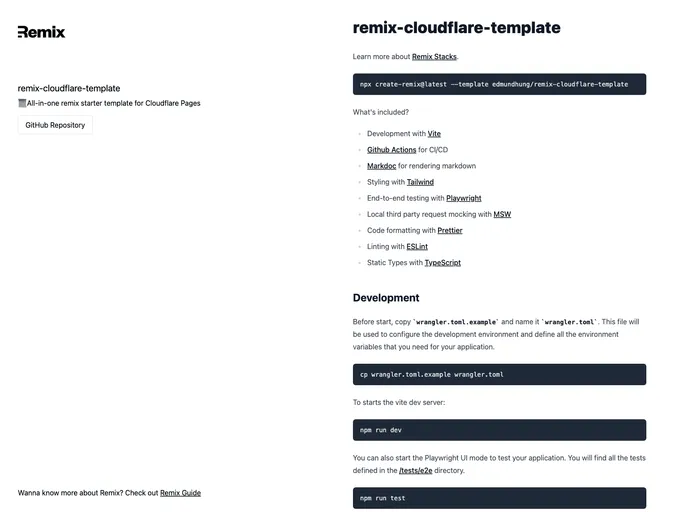 Remix Cloudflare Template screenshot