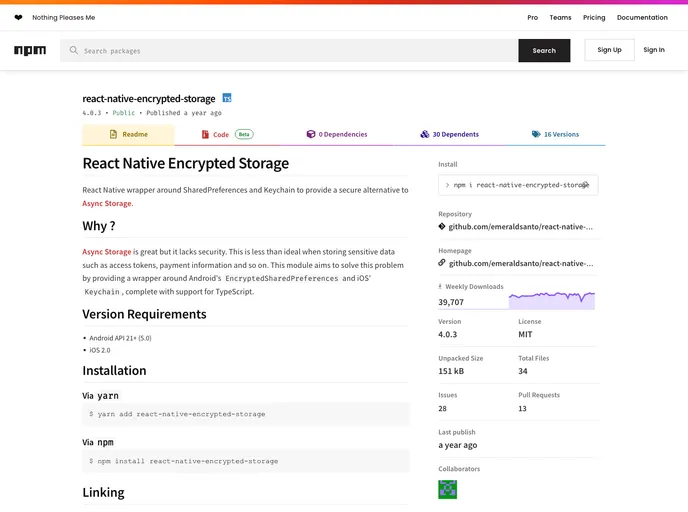 React Native Encrypted Storage screenshot