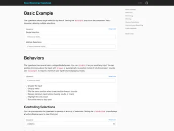 React Bootstrap Typeahead screenshot