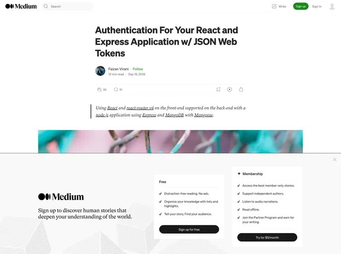 React Auth Example screenshot