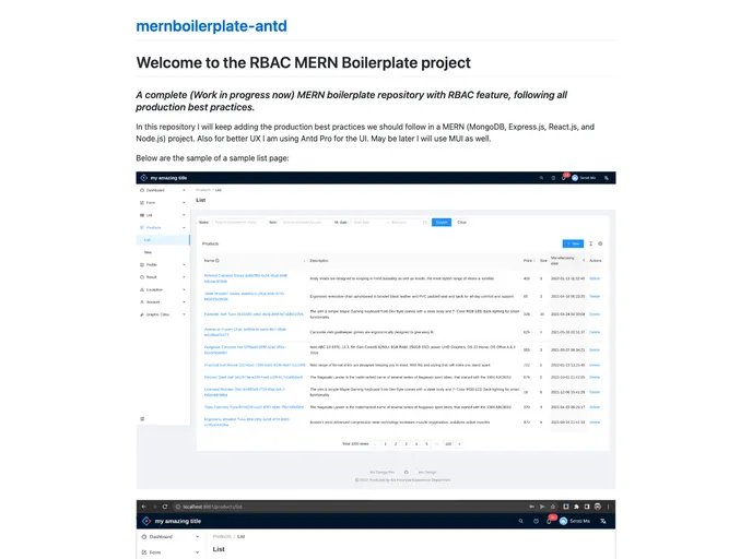 Mernboilerplate Antd screenshot