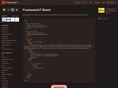 Framework7 Template React screenshot