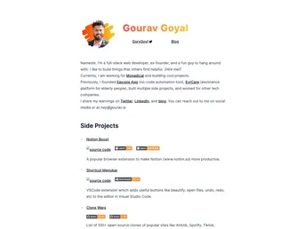 Personal Site Gourav.io screenshot