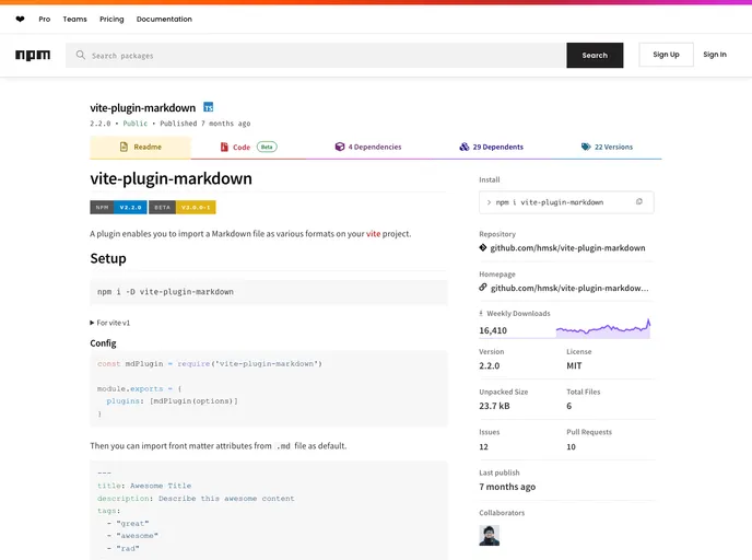 Vite Plugin Markdown screenshot