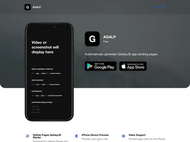 Automatic Gatsbyjs App Landing Page screenshot