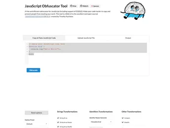 Javascript Obfuscator Ui screenshot