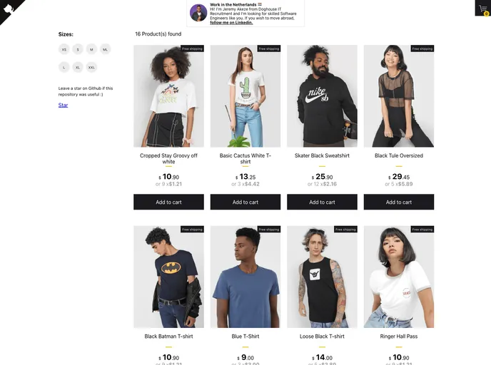 React Shopping Cart screenshot