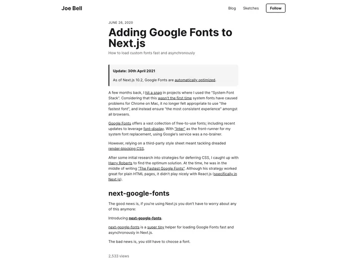 Next Google Fonts screenshot