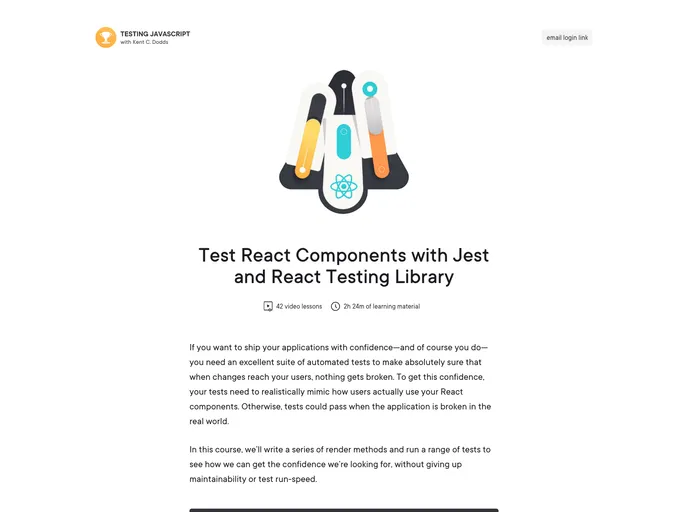 React Testing Library Course screenshot