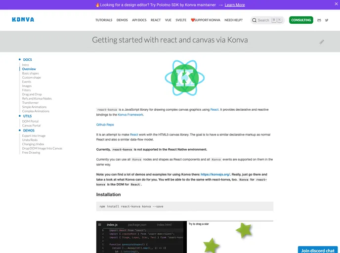 React Konva screenshot