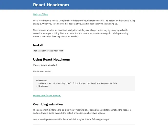 React Headroom screenshot