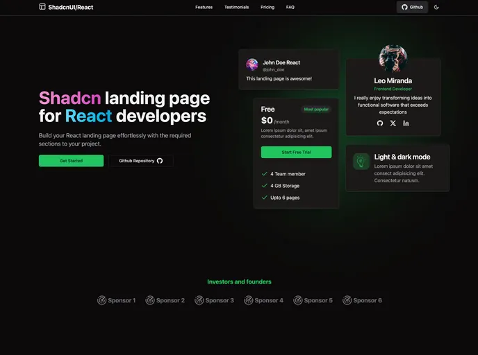 Shadcn Landing Page screenshot