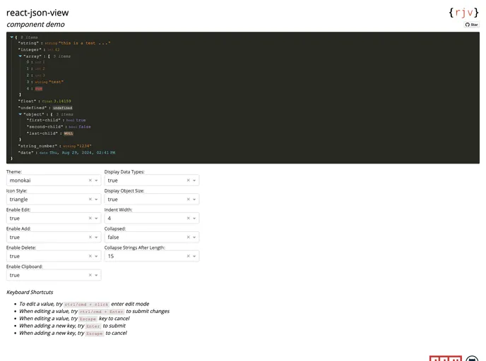 React Json View screenshot