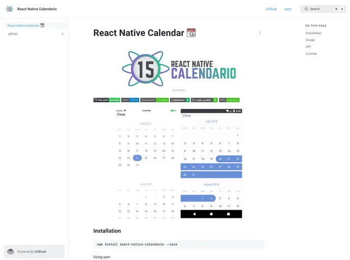 React Native Calendario screenshot