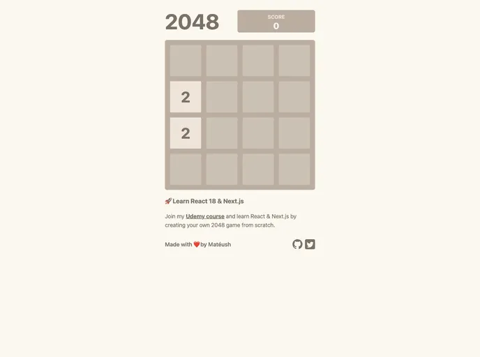 2048 In React screenshot