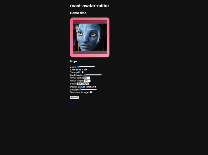 React Avatar Editor screenshot