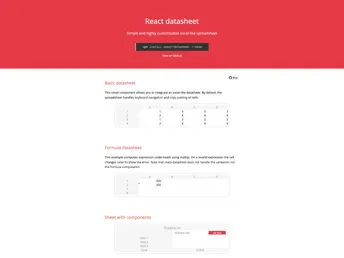 React Datasheet screenshot