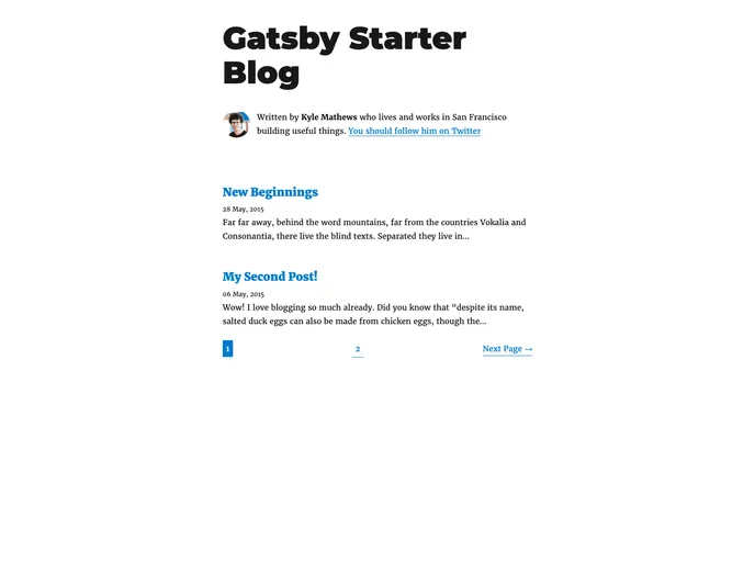 Gatsby Paginated Blog screenshot