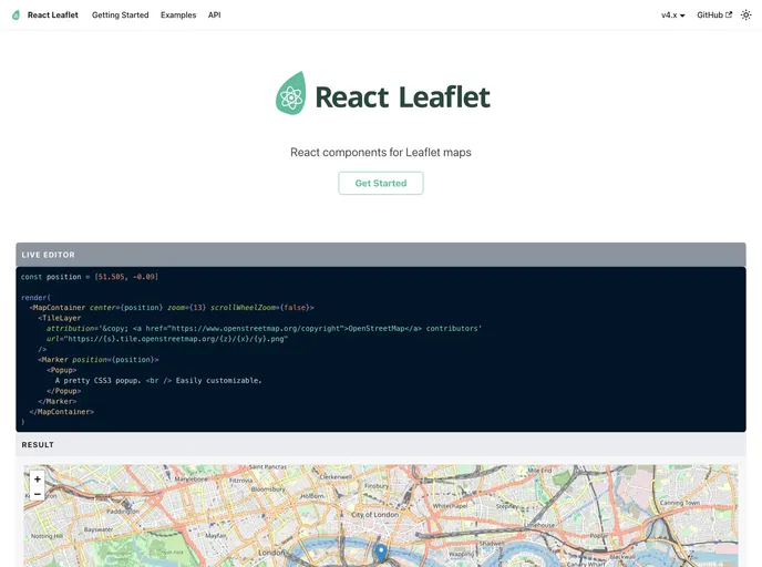 React Leaflet screenshot