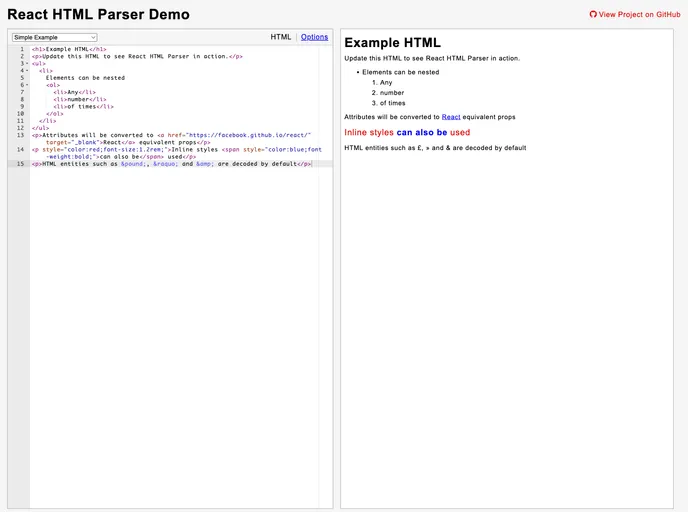 React Html Parser screenshot