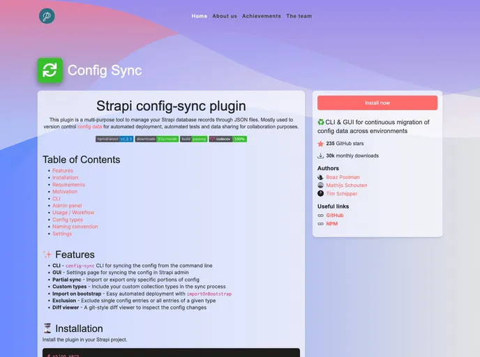 Strapi Plugin Config Sync screenshot