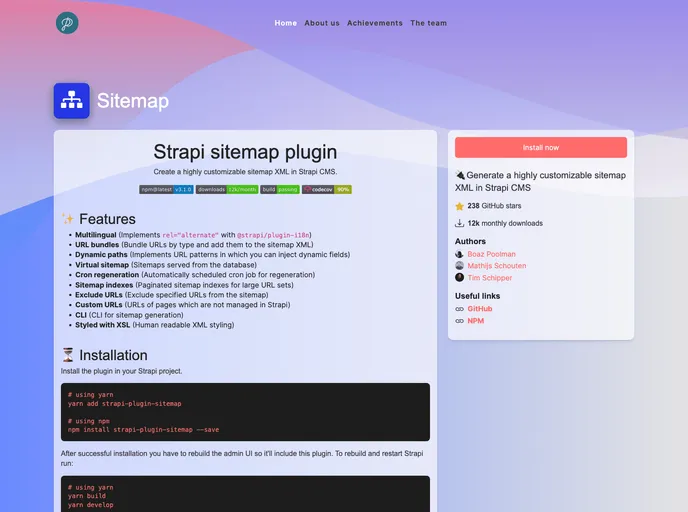 Strapi Plugin Sitemap screenshot