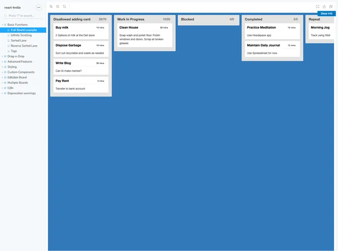 React Trello screenshot