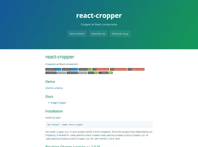 React Cropper screenshot