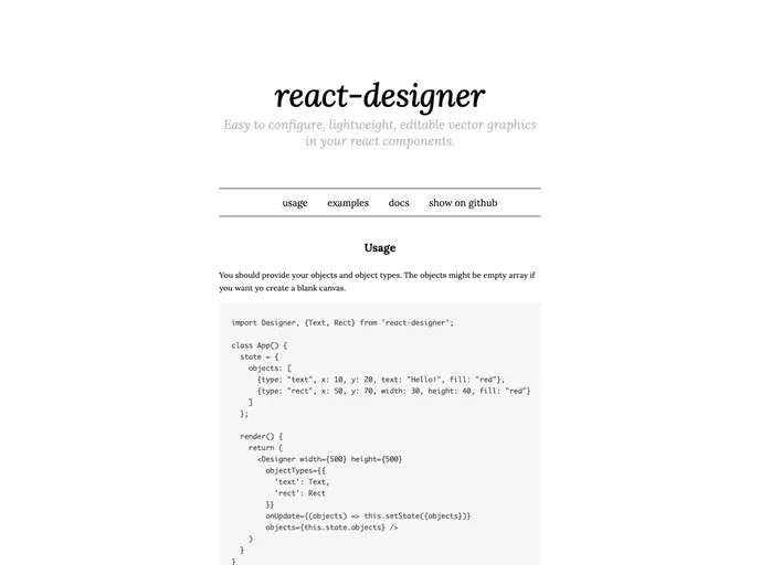 React Designer screenshot