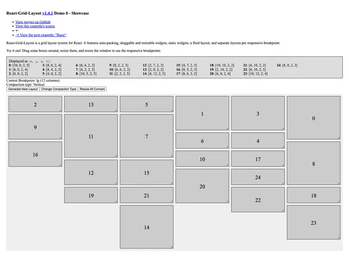 React Grid Layout screenshot