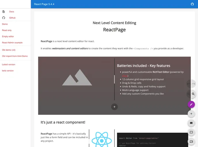 React Page screenshot