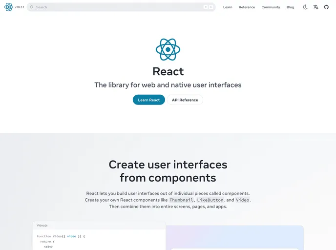 React.dev screenshot