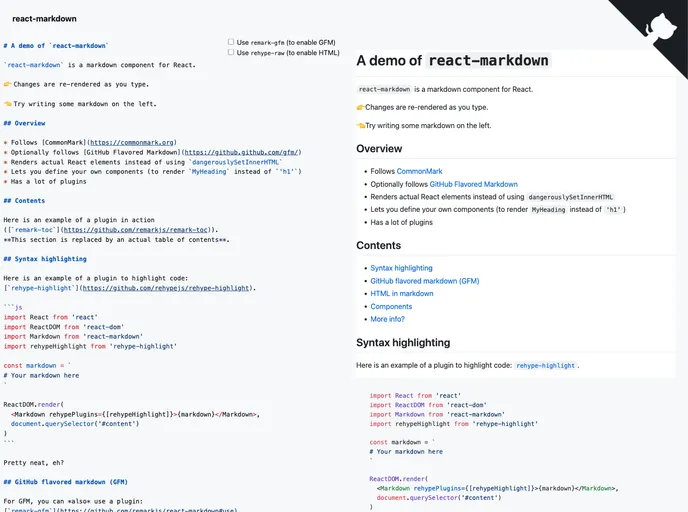 React Markdown screenshot