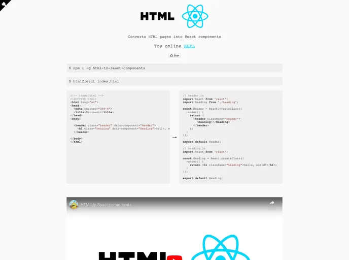 Html To React Components screenshot