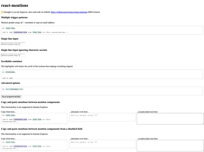 React Mentions screenshot