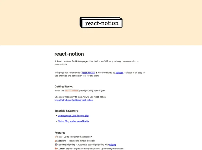 React Notion screenshot