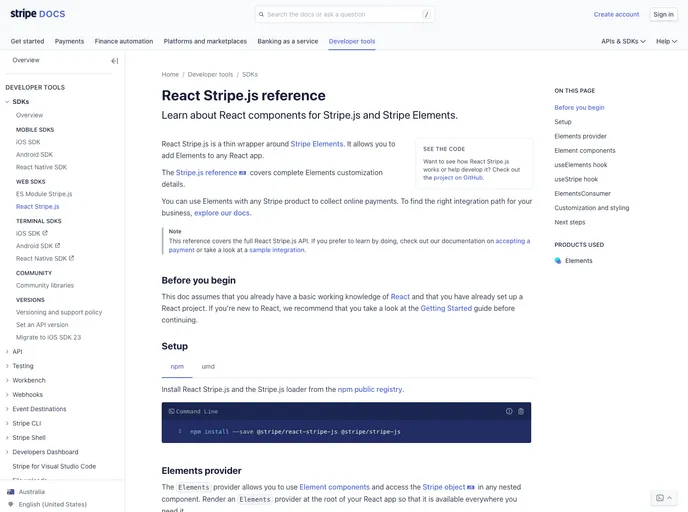 React Stripe Js screenshot