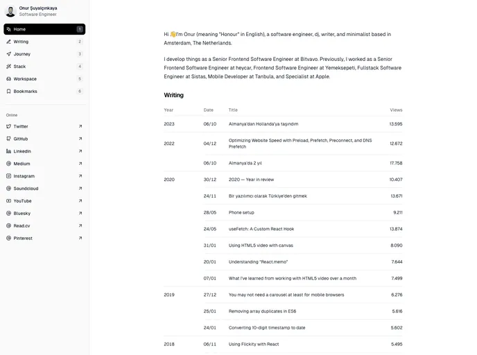 Onur.dev screenshot