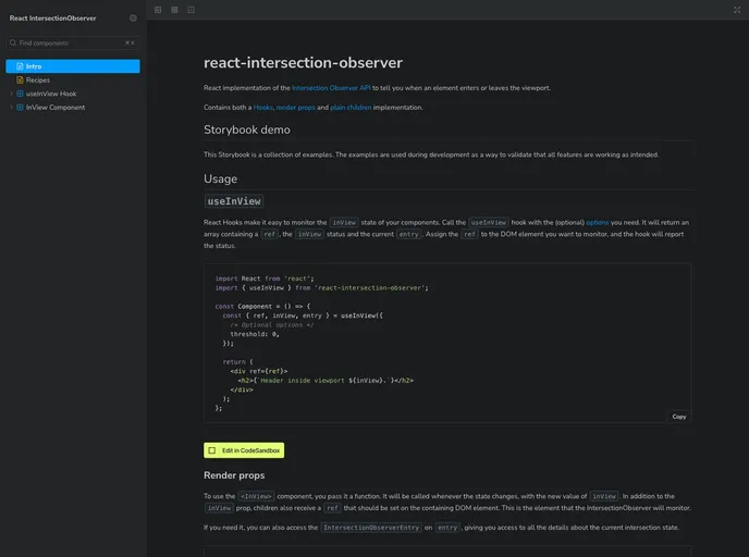 React Intersection Observer screenshot