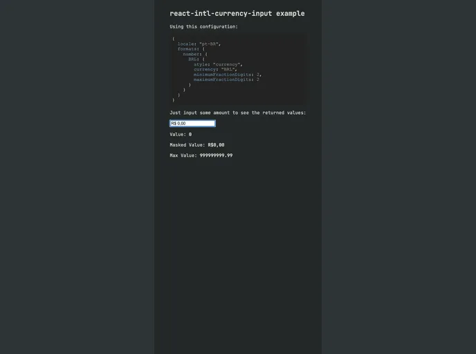 React Intl Currency Input screenshot