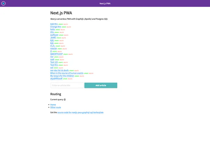 Nextjs Pwa Graphql Sql Boilerplate screenshot