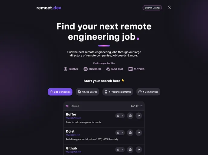 Remote Developer Jobs Directory screenshot